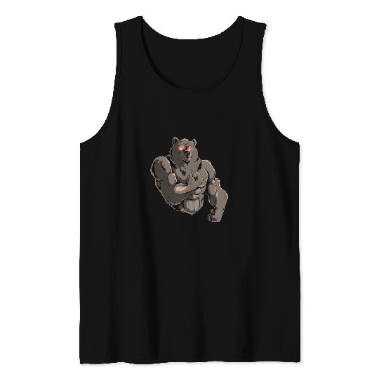 Bear Pet Grizzly Bear Powerlifter Strongman Weightlifting Workout Gym Tank Tops