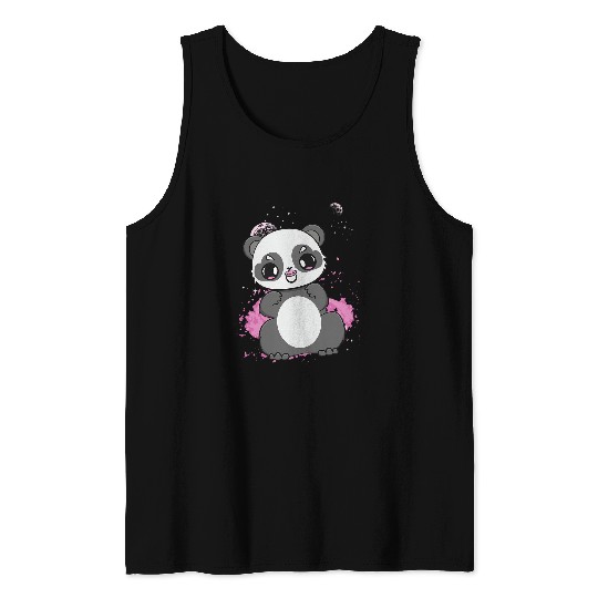Panda Pet Cute Anime Panda Cub And Kawaii Bear With Soother For Infant Tank Tops