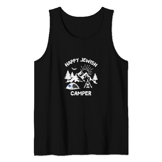Happy Jewish Camper Kosher Travel Camping Hiking Summer Camp Tank Tops