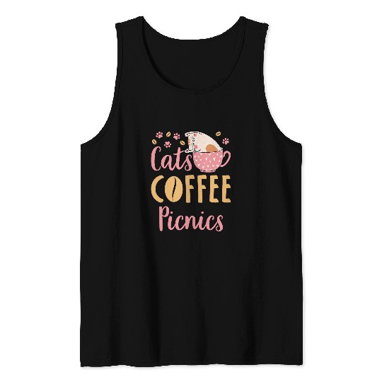 Coffee Fun Picnics Cat Picnic Lover Tank Tops