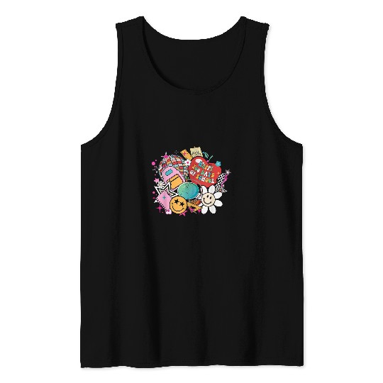 Retro Groovy Happy 100 Days of School Disco Ball Teacher Tank Tops