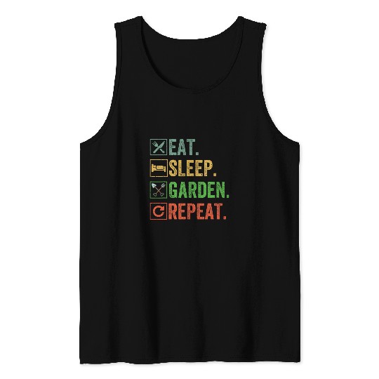 Discover Eat Sleep Garden Repeat Funny Gardening s for Gardeners Tank Tops