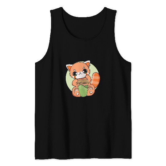 Panda Pet Mochi Drink Red Panda Kawaii Cute Warabi Milk Tea Boba Tank Tops