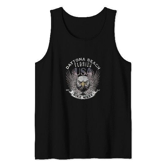 DAYTONA BEACH BIKE WEEK vintages USA EAGLE ON BACK Tank Tops