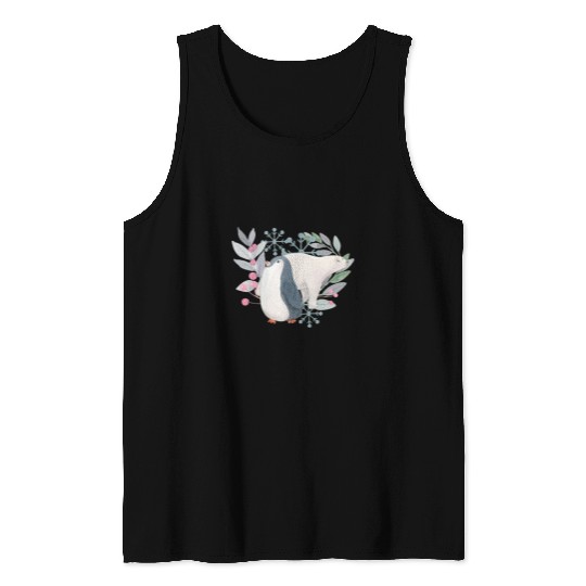 Bear Pet Penguin and Polar Bear Winter Wonderland Watercolor Tank Tops