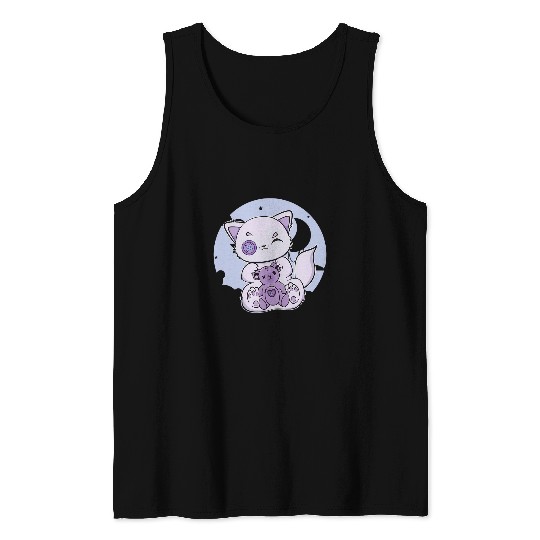 Bear Pet Cute Arctic Fox With Teddy Bear For Halloween 2 Tank Tops