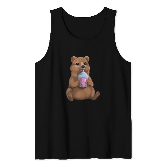 Bear Pet Brown Bear Kawaii Boba Bubble Milk Tea Tapioca Pearls Cute 2 Tank Tops