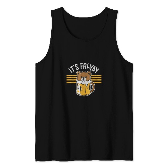 Beer Fun It s FriYay Bear In Beer Retro Grunge Design Tank Tops