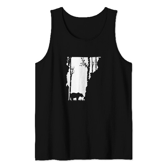 Bear Pet Brown Grizzly Bear Hunting Vermont map Hunter Tank Tops