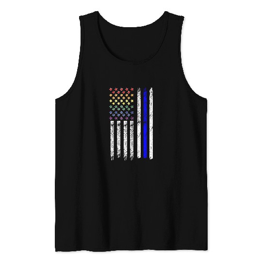 Gay Police Flag LGBT Rainbow Law Enforcement Gay Cops Tank Tops