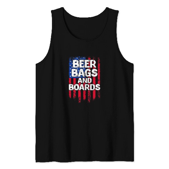 Beer Fun Patriotic Cornhole Beer Bags And Boards USA American Flag Tank Tops
