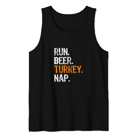 Beer Fun Run Beer Turkey Nap Running Thanksgiving Funny Tank Tops