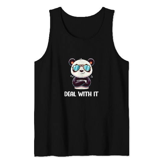 Panda Pet Cute Chibi Panda Deal With It Kids Boys Girls 1 Tank Tops