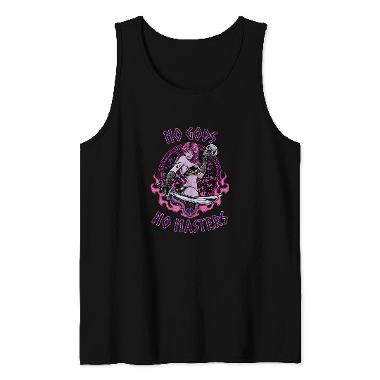 No Gods No Masters Viking Barbarian Warrior Woman Tank Tops