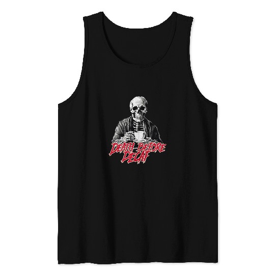 Coffee Fun Death Before Decaf Coffee Lovers Tank Tops