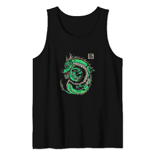 Japanese Dragon vintages Streetwear Style Manga Chinese Tank Tops