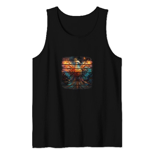 Retro rainbow anime phoenix Fires bird flying Fenix rebirth Tank Tops