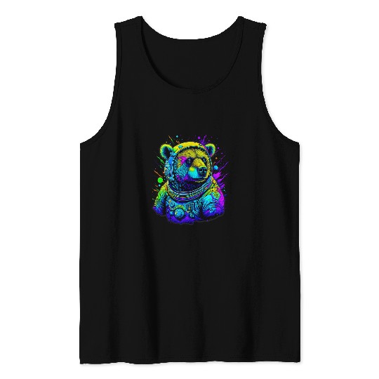 Bear Pet Grizzly Brown Bear In Spacecraft Suit Tank Tops