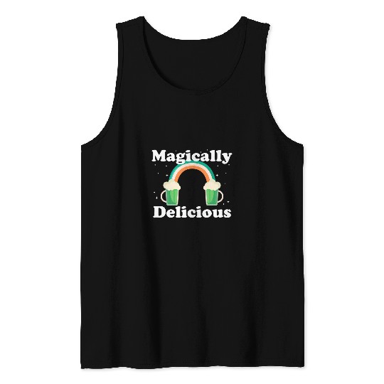 Beer Fun Saint Patricks MAGICALLY DELICIOUS Green Beer St Patty Tank Tops