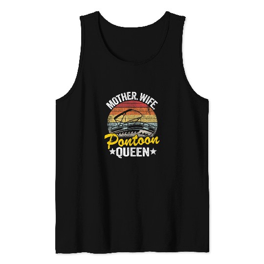 Pontoon Fun Lake Life Women Mom Mother Wife Pontoon Queen 8 Tank Tops