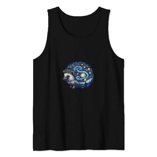 Hedgehog Pet Animal Van Gogh Hedgehog Tank Tops