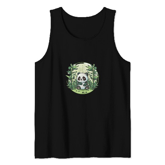 Panda Pet Bamboo Beauty and Kawaii Charm Panda in Chinese Garden Tank Tops
