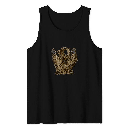 Bear Pet Hands up Fearsome Grizzly Bear Tank Tops
