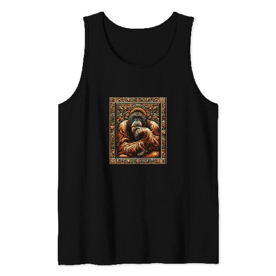 Lion Pet Artwork Elegant Tapestry Motif Style 4 Tank Tops