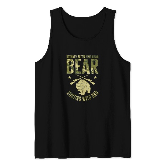 Bear Pet Camo Hunting With Dad Bear Hunting Shooting Sport Hunting 3 Tank Tops