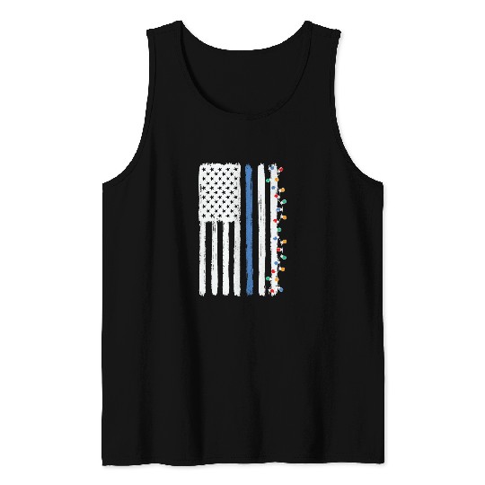 Police Job Christmas Flag Graphic Oversized Tank Tops