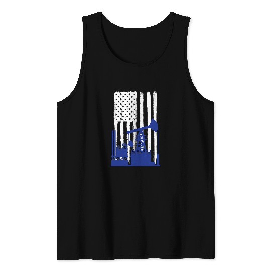 Patriotic US Flag Oilfield Man Oilman Oilfield Worker Tank Tops