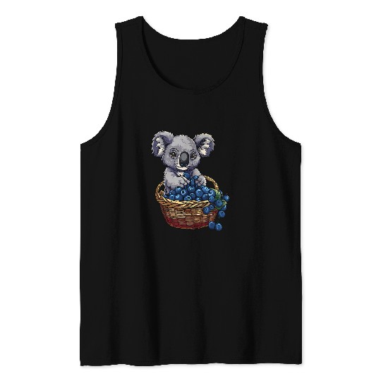Koala Pet Blueberry Koala Bear Artwork Colourful Berry Fruit Drawing Tank Tops