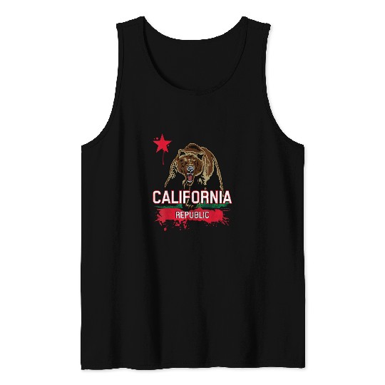 Bear Pet californias Republic Grizzly Bear Cali Summer LA Graphic Tee Tank Tops