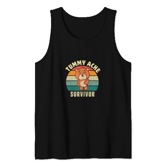 Bear Pet grizzly bear Tummy Ache Survivor Funny Stomach Ache Mens Tank Tops