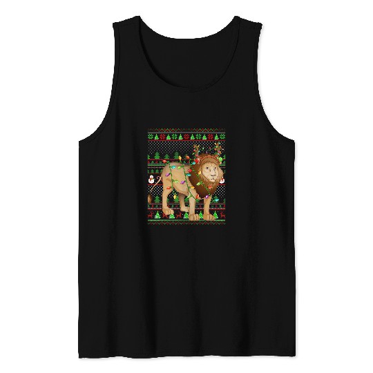 Lion Pet Ugly xmass Sweater Style Lighting Mountain Lion Christmas Tank Tops