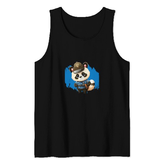 Military Police Officer Cop Sheriff Law Enforcement Panda Tank Tops