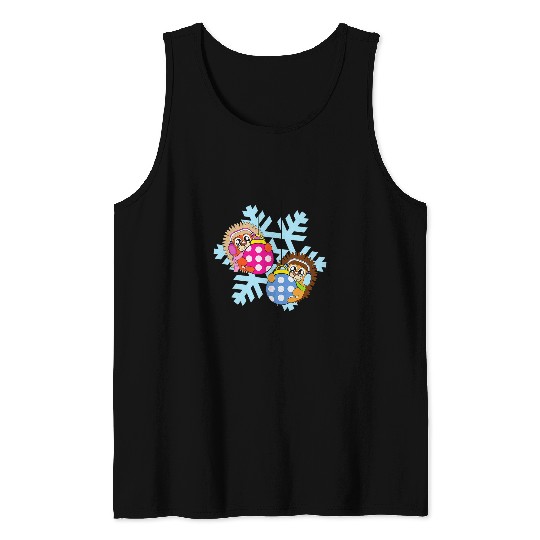 Hedgehog Pet Christmas Balls Winter Snowflake Snow 3 Tank Tops
