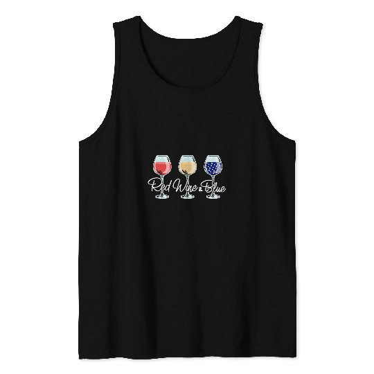 Wines Fun Red White And Blue Wines Glasses Women 4th Of July Tank Tops