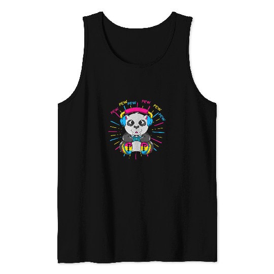 Panda Pet Cute Gaming Panda Video Game Gayming Panda Pansexual LGBTQ Tank Tops