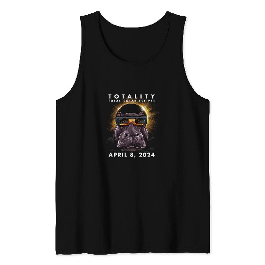 Hippo Pet Solar Eclipse Hippo Wearing Eclipse Glasses Tank Tops