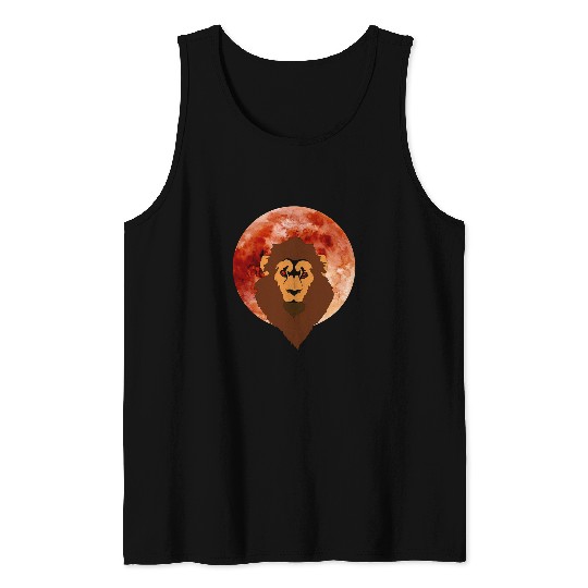 Lion Pet Regal Lion And Blood Moon Graphic Tank Tops