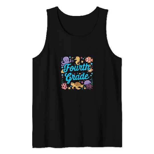 Turtle Pet Fourth Grade Under The Sea Underwater Turtle Fish School Tank Tops