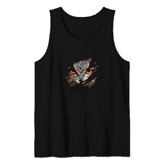 Owl Pet Aesthetic Owl with Ripped Effect Tank Tops