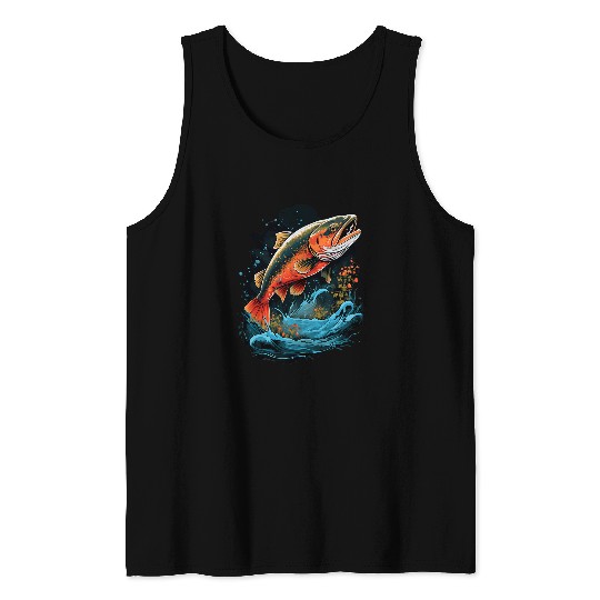 Fisherman Fly Fishing Arctic Char Brook Trout Fish 1 Tank Tops