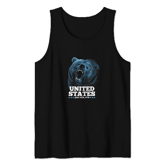 Bear Pet Grizzly United States Tank Tops