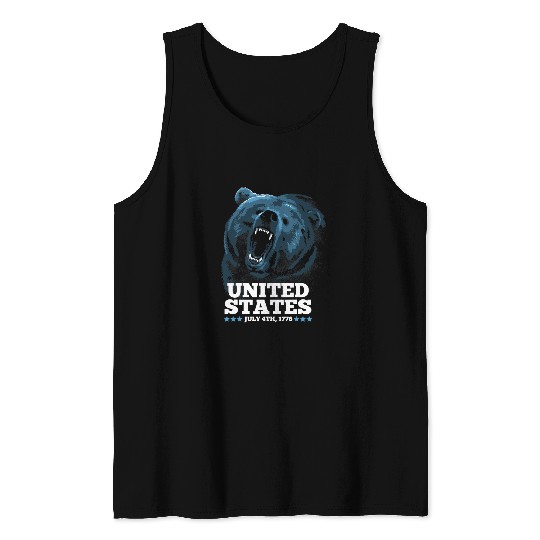 Bear Pet Grizzly United States Tank Tops