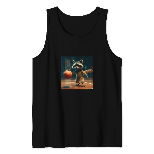 Raccoon Pet Playing Basketball Tank Tops