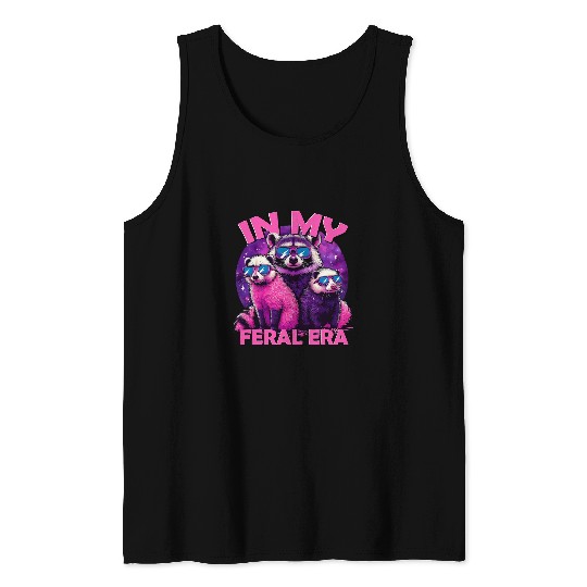 Raccoon Pet In My Feral Era Awesome Raccoon Cringe Meme Funny Raccoon Tank Tops