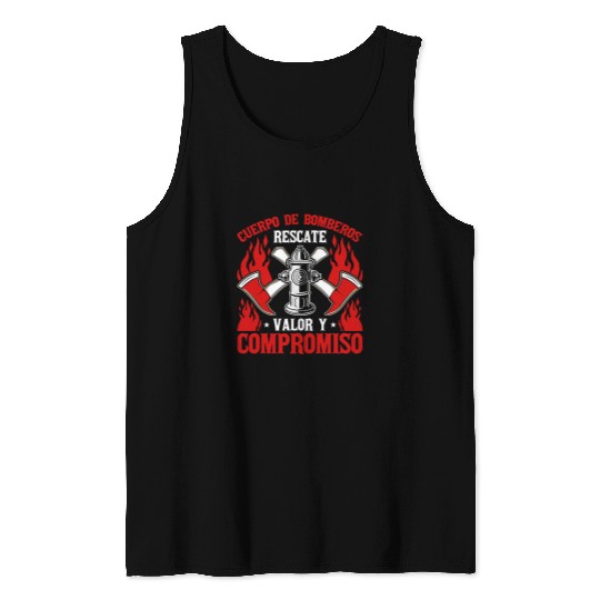 Firefighter Job Fires Corps Rescue Courage and Engagement Tank Tops