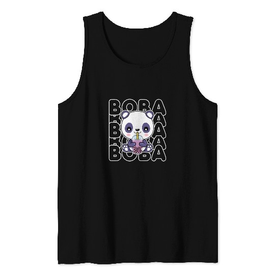 Panda Pet Kawaii Boba Bubble Milk Tea Panda Lover Kids Teens Girls Tank Tops